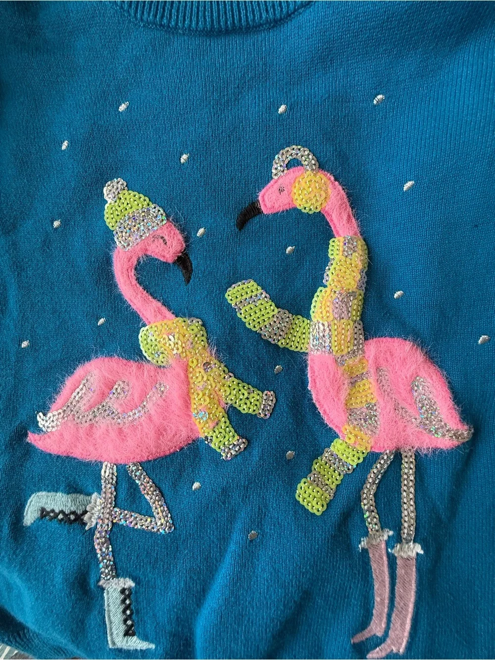 Gymboree Girls Size 5-6 Flamingo Winter Sequin Sweater 2017